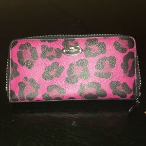 Coach pink leopard wallet
